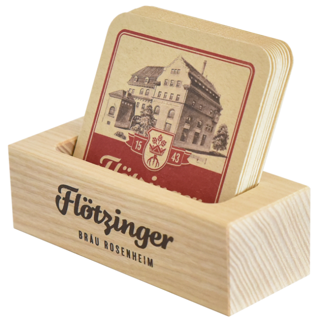 Flötzinger Bierdeckelhalter mit Bierdeckel
